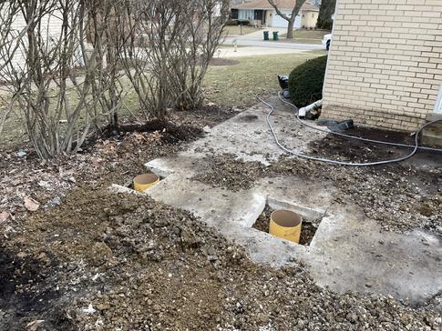 Concrete requires cutting and removing in order to dig piers. Darien IL 2022 A-Affordable Decks